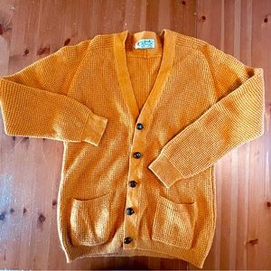 Vintage 100% Wool Mustard Yellow Cardigan